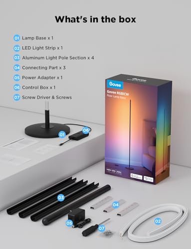 41agbSgeOEL._SL500_.jpg Govee RGBIC Floor Lamp - Smart LED Corner Lamp with Alexa, 1000 Lumens, Music Sync, 16M Colors. Ideal for Bedroom & Living Room. - Image 8