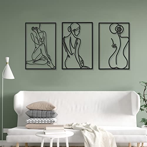 41aroIqXzL._SL500_.jpg CHENGU Set of 3 Minimalist Metal Line Art of Women for Home Decor - Perfect for Kitchen, Bathroom, and Living Room. - Image 3