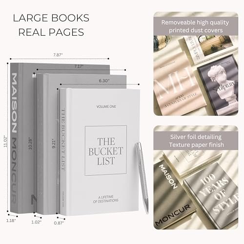 41b5jBkMwL._SL500_.jpg MONCUR HOME Decorative Coffee Table Books — Mid-Century Modern Fake Books for Stylish Shelf Décor, Set of 3 - Image 2