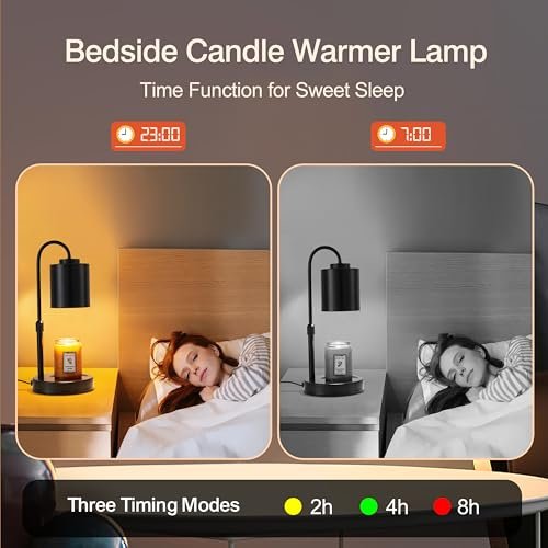 41bPbZJ6bcL._SL500_.jpg CASTLELIFE Adjustable Candle Warmer Lamp with Timer & Dimmer, Ideal Gift for Mom, Home Decor, Includes 2 Bulbs - Image 6