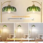 ILLMTW Gold Floor Lamp: Mid Century Modern Dimmable Standing Lamp with Remote, Vintage Green Glass Arc Light for Living Room and Bedroom. - Image 2