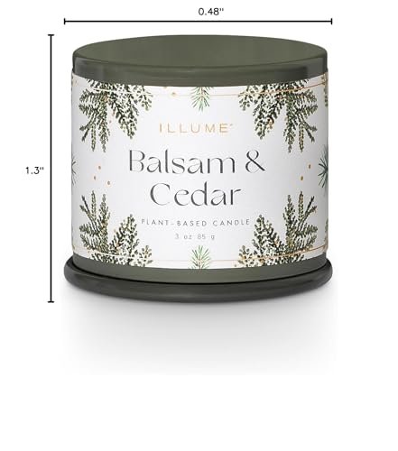 41cKKr2WaZL._SL500_.jpg ILLUME 3 oz. Demi Vanity Tin Candle - Balsam & Cedar, Signature Scent for Cozy Ambiance - Image 8