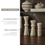 3-Piece Soy Wax Pillar Candles Set - Handmade Ribbed Design for Modern Decor & Gifts, Long-Lasting (White) - Image 3