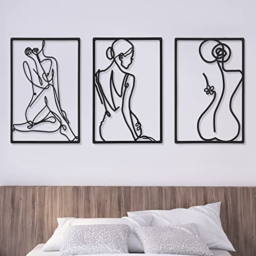 41dU8ZWINRL._SL500_.jpg CHENGU Set of 3 Minimalist Metal Line Art of Women for Home Decor - Perfect for Kitchen, Bathroom, and Living Room. - Image 2