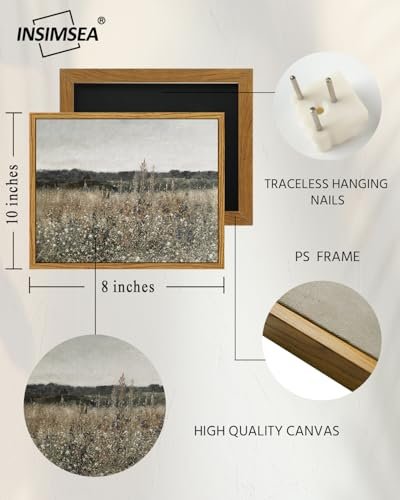 41egrOt-HDL._SL500_.jpg InSimSea Framed Canvas Art: Floral Meadow Landscape for Living Room, Bedroom, or Bathroom Decor, 8x10. - Image 3
