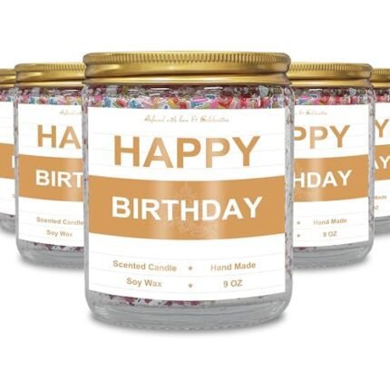 Comluge Canned Birthday Candles Gifts for Her Him Mother Father Best Friends Hand Made Lavender Scented Bday Candle (Happy Birthday, Large-9oz)