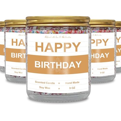 Comluge Handmade 9oz Lavender-Scented Birthday Candle Gift for Him, Her, Comluge Canned Birthday Candles Gifts for Her Him Mother Father Best Friends Hand Made Lavender Scented Bday Candle (Happy Birthday, Large-9oz)