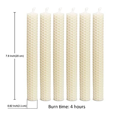 41fAswaH3vS._SL500_.jpg DEYBBY 8-inch Dripless Beeswax Taper Candles - Smokeless, 4-Hour Burn Time, Flat Top (Pack of 6) - Image 3