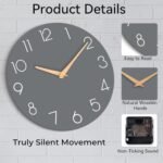 Cicininc Gray Silent Non-Ticking Wall Clock (8 Inch) - Ideal for Home, Office, School, Kitchen, and Hotel Décor. - Image 7