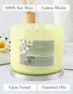 Eucalyptus Jasmine Lavender 3-Wick Candle | 15.8 oz Stress Relief Aromatherapy for Men & Women - Image 5