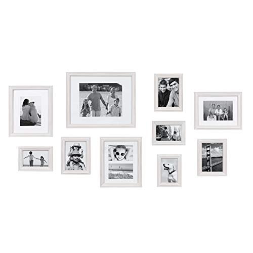 Kate and Laurel Bordeaux Modern Gallery Wall Kit: 10 Assorted Kate and Laurel Bordeaux Modern Gallery Wall Kit, Set of 10 with Assorted Size Frames with White-Wash Finish