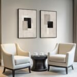 Set of 2 Large Framed Neutral Abstract Canvas Prints for Living Room, 24x36 In, Modern Wall Art. - Image 8