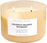 Coconut Orange Blossom 3 Wick Candle | Highly Scented Soy Candles for Home 15.8 oz, Summer & Tropical Scented Candle | Aromatherapy Stress Relief Candle, Relaxing Clean Burning Candles for Women & Men