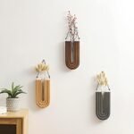 Indoor Wood Wall Planter Set of 3: Boho Hanging Vases for Dried Flowers & Plant Decor - Image 2