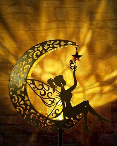 41gxDp1TM-L._SL500_.jpg Vuees Solar Garden Statues: Fairy Moon Light Stake, Perfect Housewarming Gift for Mom or Grandma! - Image 8