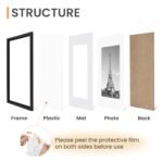 Upsimples 11x14 Picture Frame Set of 5 - Showcase 8x10 Photos with Mat or 11x14 Without, Black Wall Gallery Frames - Image 3