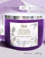 Lavender Vanilla Aromatherapy Candle | 3 Wick Soy Candle | Large 15.8 oz | Long-Lasting Relaxation Gift for Women - Image 4