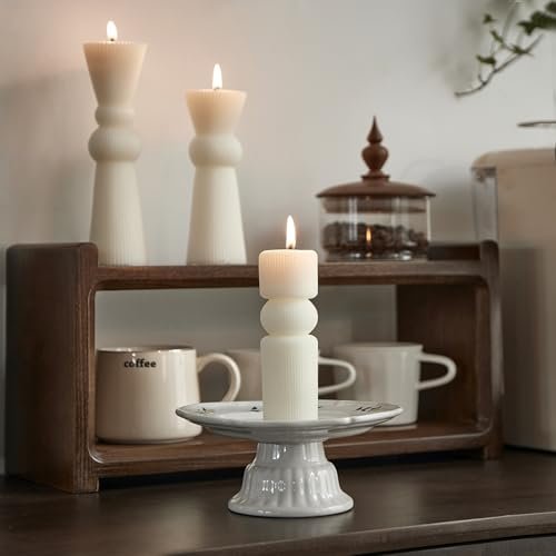 41hxjrHQd2L._SL500_.jpg 3-Piece Soy Wax Pillar Candles Set - Handmade Ribbed Design for Modern Decor & Gifts, Long-Lasting (White) - Image 7