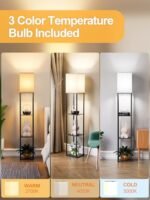 Corner Floor Lamp with Shelves & 3 CCT LED Bulb - Etagere Organizer for Living Room & Bedroom - Image 2