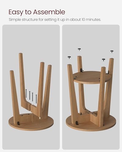 41ikN7nppIL._SL500_.jpg VASAGLE Small Round Side Table with Shelf - Perfect Nightstand for Living Room or Bedroom, Rustic Walnut ULET283T41 - Image 8
