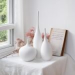 Relexome Set of 3 White Ceramic Vases - Modern Boho Wabi-Sabi Decor for Living Room Centerpieces - Image 5