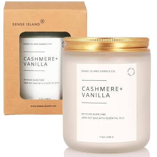 41jUACjUz6L._SL500_.jpg SENSE ISLAND Cashmere Vanilla Candle: 50+ Hours of Rich, Natural Vanilla Scent | Ideal Gift for Women & Housewarmings - Image 3
