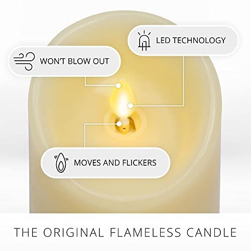 41jssT5ayaL._SL500_.jpg Luminara Flameless LED Ivory Pillar Candles Set of 3 – Safe, Remote-Controlled, Timer-Enabled, Realistic Glow. - Image 4