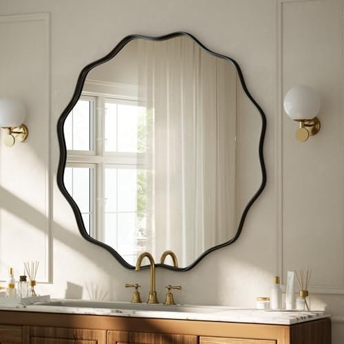 41jtEhizwrL._SL500_.jpg VooBang 30" Black Scalloped Circle Mirror: Wavy Edge Round Wall Mirror with Deep Metal Frame for Home Decor. - Image 7