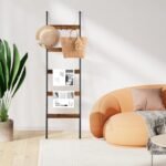 ELYKEN Blanket Ladder: 5-Tier Quilt Display with 4 Removable Hooks for Rustic Farmhouse Decor. - Image 7