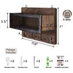 ADIIL Wooden Wall Mount Key Holder & Mail Organizer with 4 Double Hooks - Rustic Decor for Entryway - Image 6