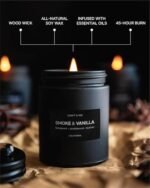 Craft & Kin Smoke & Vanilla Candle | 7.6oz | Long-Lasting Scented Candle for Men | 45 Hour Burn Time - Image 4