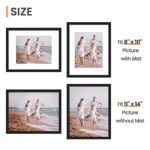 Upsimples 11x14 Picture Frame Set of 5 - Showcase 8x10 Photos with Mat or 11x14 Without, Black Wall Gallery Frames - Image 5