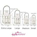 Kate Aspen White Rustic Candle Holder Lantern (6") | Vintage Wedding Centerpiece & Farmhouse Decor - Image 9
