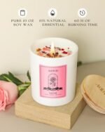 AOOVOO Rose Scented Candles for Women - Aromatherapy Candles with Crystals, 10oz Soy Candle for Home & Perfect Gift for Moms. - Image 2