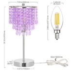 3-Way Dimmable USB Bedside Crystal Lamp with Dual Charging Ports & B11 LED Bulb - Lavender Silver Accent for Bedroom & Office - Image 2