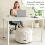 HIGOGOGO Modern Round Pouf Ottoman - Foam-Filled Footrest, 20x15 inches, Beige Boho Stool for Living Room, Weddings, and Parties. - Image 3