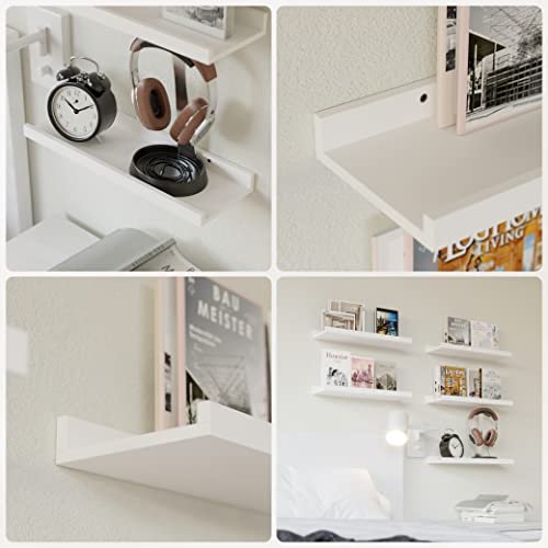 41nbBjZ107L._SL500_.jpg RICHER HOUSE 5-Set White Floating Shelves for Modern Wall Decor in Nursery, Bedroom, Living Room, & Bathroom. - Image 4