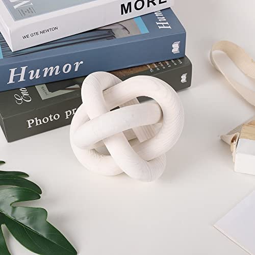41oE-KEaL._SL500_.jpg Boho Wood Knot Chain Link Decor - 3 Hand-Carved Wooden Links for Modern Farmhouse Style - Image 2