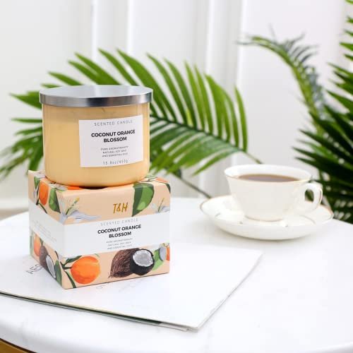 41o0zY5cclL._SL500_.jpg Coconut Orange Blossom 3-Wick Candle | 15.8 oz Soy Aroma for Stress Relief & Relaxation - Image 8