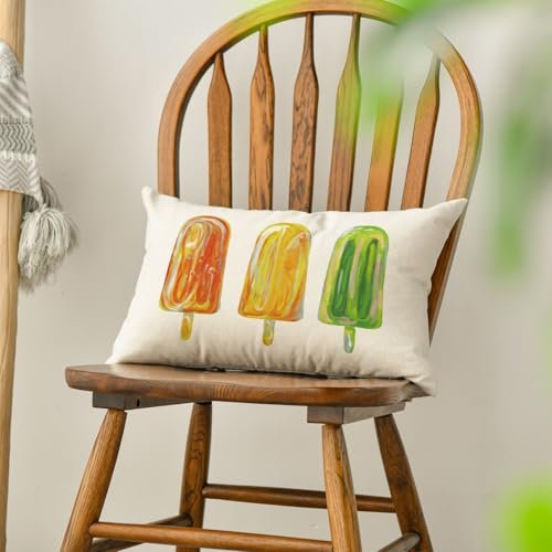 41ok9sSKLL._SL500_.jpg AVOIN Colorlife Summer Popsicle Ice Cream Throw Pillow Cover, 12x20 Inch Cushion for Sofa Decor - Image 4