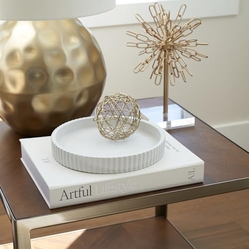 41otbh1AlPL._SL500_.jpg Scalloped Decorative Concrete Tray & Linen Box Set - Stylish Home Decor for Living Rooms & Gift Ideas - Image 7