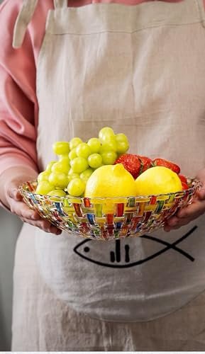 41oxVVa3-wL._SL500_.jpg MAGCOLOR Hand-Painted Woven Glass Crystal Bowl: Colorful Centerpiece for Home, Office, Weddings, Snacks & Desserts. - Image 9