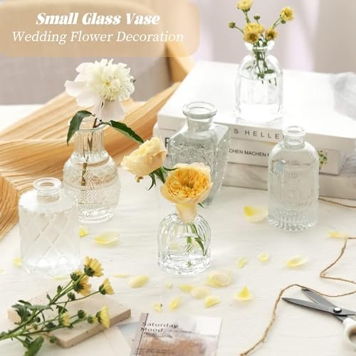 41pd-0zCMxL._SL500_.jpg Anquephd 32PCS Clear Mini Bud Vases - Ideal Wedding Centerpieces for Parties & Events - Image 3