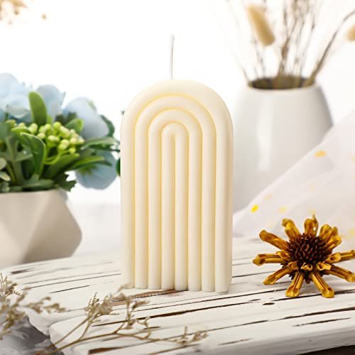 41qSI8M8RDL._SL500_.jpg Arch Shaped Geometric Scented Candle - Aesthetic U-Shaped Soy Wax Decor for Spa, Yoga & Parties (White) - Image 5