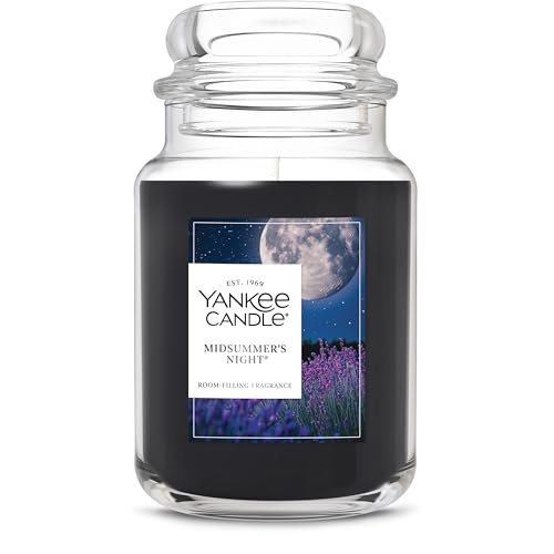 Yankee Candle Large Jar: Midsummer's Night Scent, 22 oz, 150-Hour Yankee Candle Large Jar Scented Candle with up to 150 Hour Burn Time, Premium Plant Wax Blend for Consistent Burn, 22 oz Jar Candle with Room Filling Fragrance, Midsummer's Night