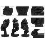 Prosfalt 3-Piece Thinker Statue Set: Abstract No Hear, No See, No Speak Resin Sculptures for Home and Office Decor (Black) - Image 6