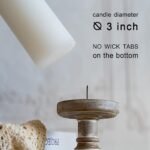 MOZEAL 3" x 4" Hand-Poured Unscented Dripless Pillar Candle Set of 3, 72-Hour Burn, Rustic Style, Ideal for Weddings and Home Decor. - Image 4
