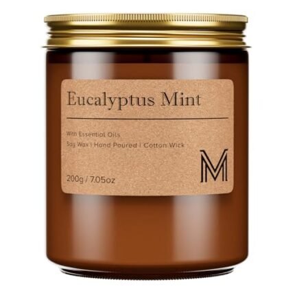 M&SENSE Eucalyptus Mint Home Scented Candle for Relaxation, Gifting, Spa | 7.05oz Candle Gift for Birthday Mother's Housewarming Valentine