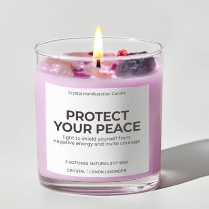 Scented Candles for Women - Lavender Lemon Aromatherapy Candle with Crystals, Mothers Day Gifts, 10oz Soy Candles for Home Scented, Gifts for Women Friend Mom Birthday Christmas