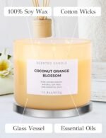 Coconut Orange Blossom 3-Wick Candle | 15.8 oz Soy Aroma for Stress Relief & Relaxation - Image 5